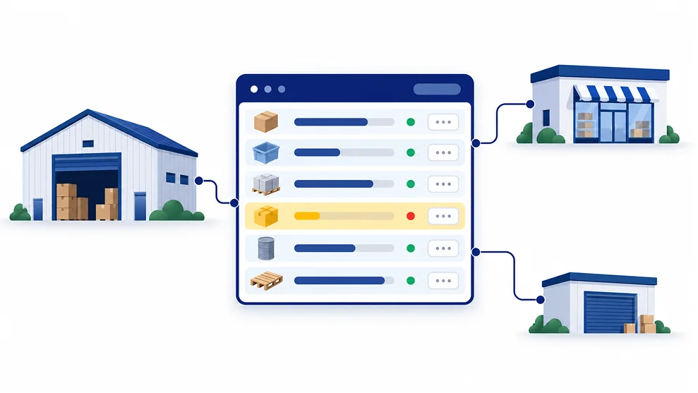 Inventory management dashboard showing stock levels across branch stores