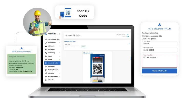 Elevator service software on mobile display